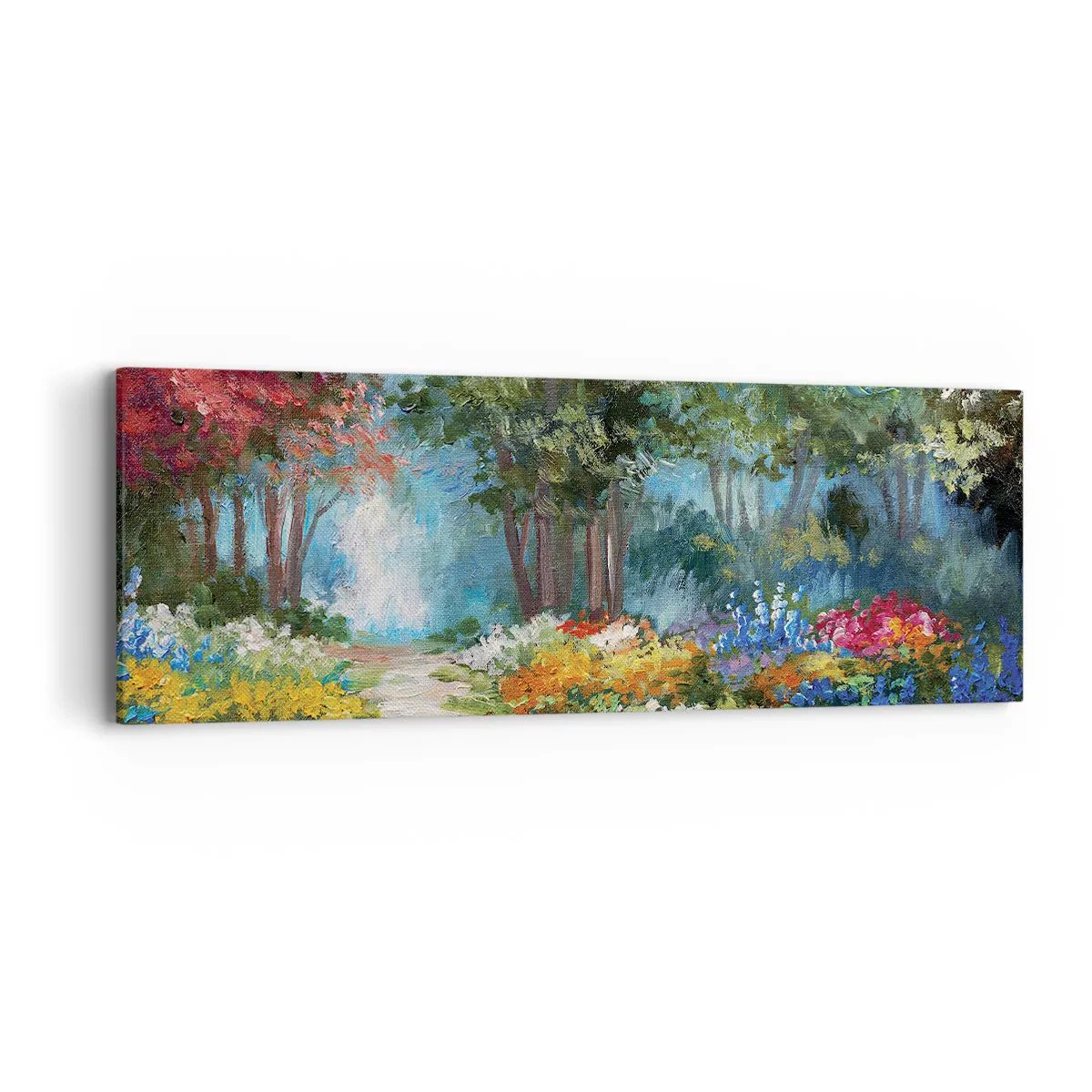 Bild auf Leinwand - Leinwandbild - Waldgarten, Blumenwald - 90x30 cm