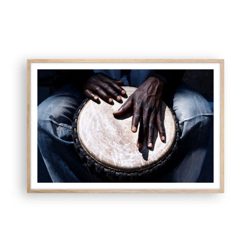 Poster in einem Rahmen aus heller Eiche - Lebe in deinem eigenen Rhythmus - 91x61 cm