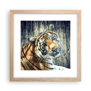 Poster in einem Rahmen aus heller Eiche - Portrait in Lichtstrahlen - 30x30 cm