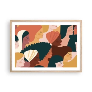 Poster in einem Rahmen aus heller Eiche - Nur Weiblichkeit - 70x50 cm