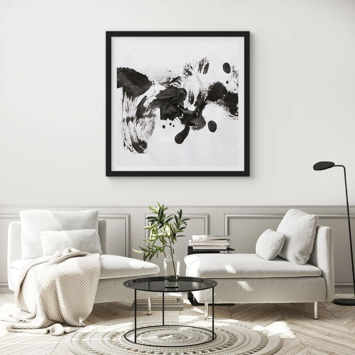 Poster in einem schwarzem Rahmen - Obwohl das Wahnsinn ist, steckt darin eine Methode? - 50x50 cm