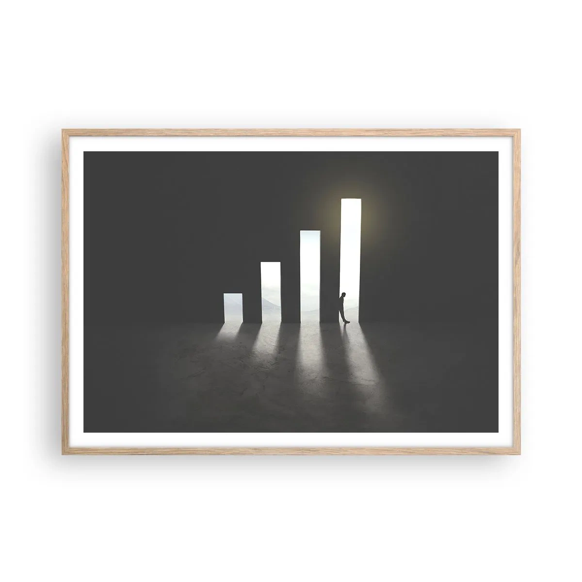 Poster in einem Rahmen aus heller Eiche - Erfolg – Impression - 100x70 cm