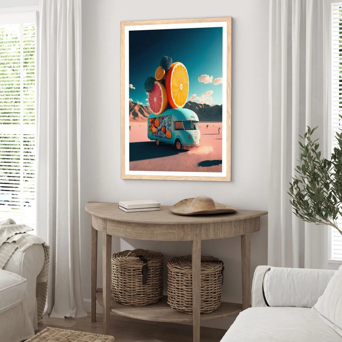 Poster in einem Rahmen aus heller Eiche - Geschmack von Urlaub - 70x100 cm