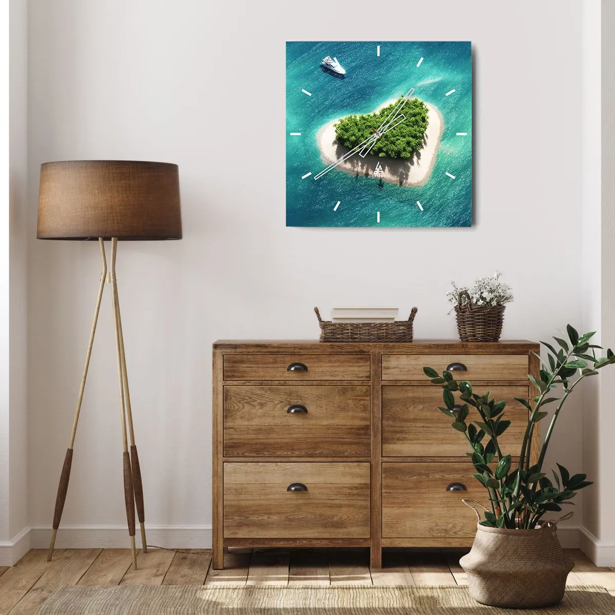 Wanduhr - Glasuhr - ich liebe Sommer - 30x30 cm