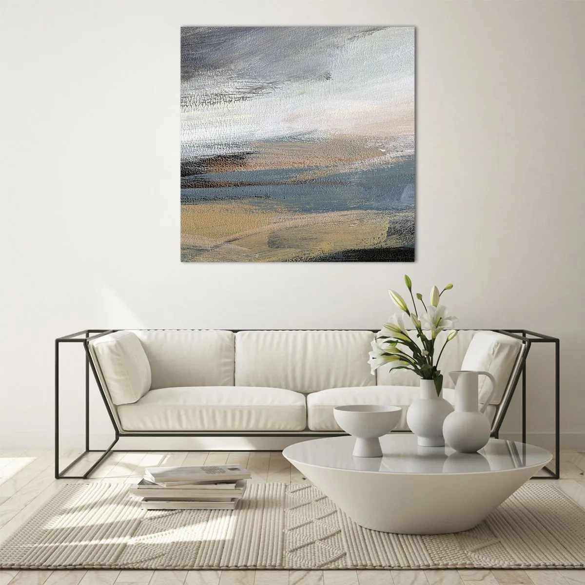 Glasbild - Bild auf glas - Abstraktion: nördliche Landschaft - 70x70 cm