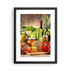 Poster in einem schwarzem Rahmen - Geräuchert, gebacken und eingelegt - 30x40 cm