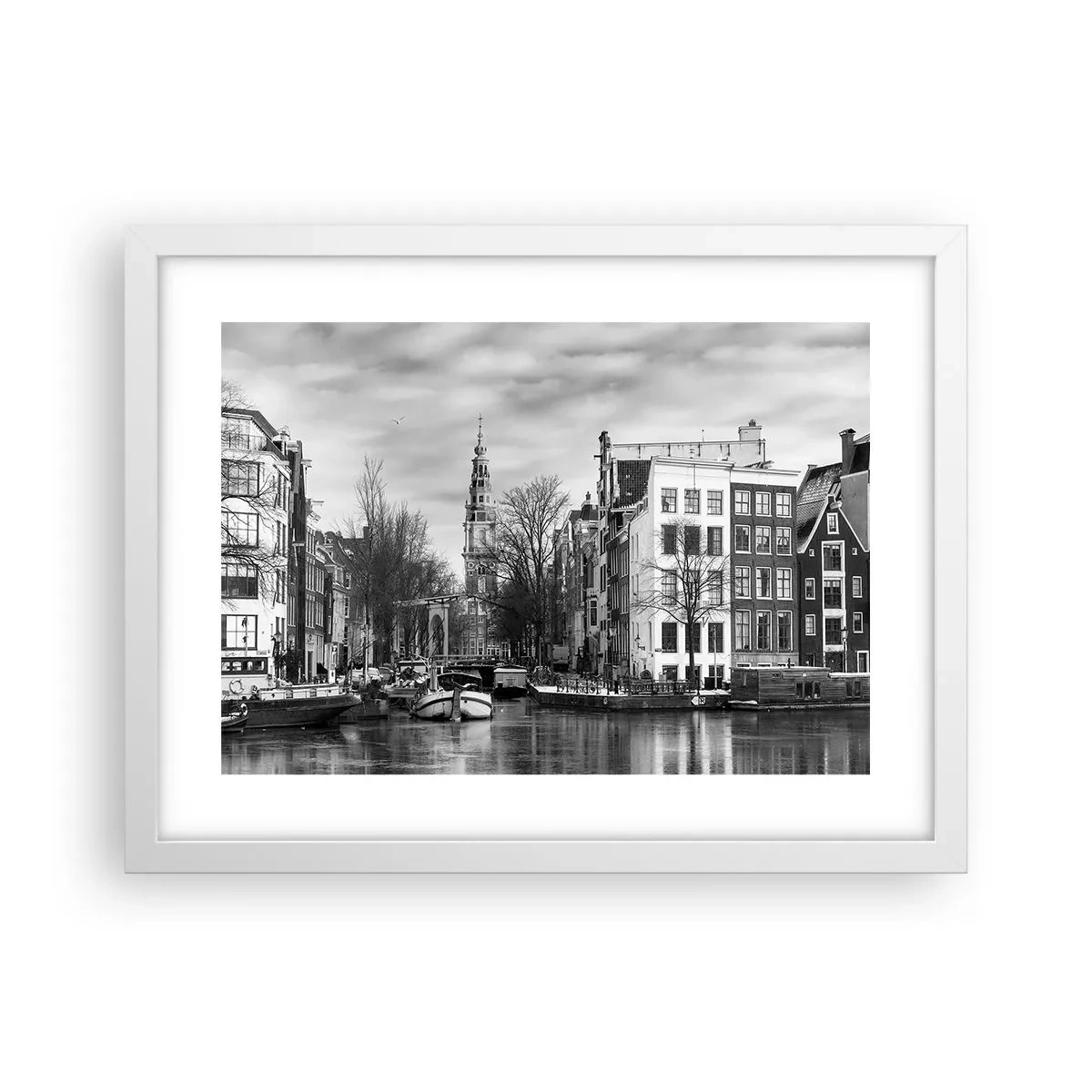 Poster in einem weißen Rahmen - Amsterdamer Atmosphäre - 40x30 cm