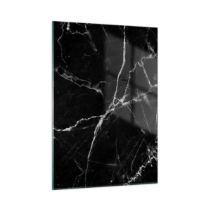 Glasbild - Bild auf glas - Schwarze Marmoroberfläche mit hellen Adern - 50x70cm - Geheimleben des Steins - Moderne Wanddekoration für Wohnzimmer und Schlafzimmer ARTTOR