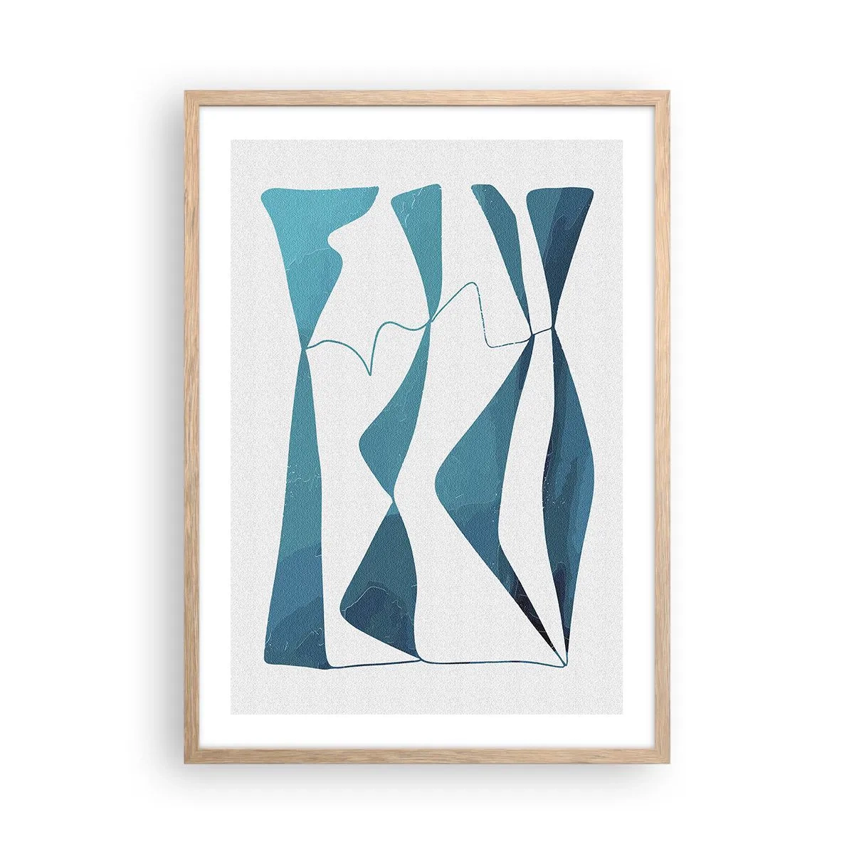 Poster in einem Rahmen aus heller Eiche - Abstraktion: türkisfarbene Verbindung - 50x70 cm