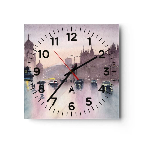 Wanduhr - Glasuhr - Im regnerischen Dunst - 30x30 cm