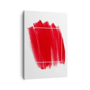 Bild auf Leinwand - Leinwandbild - Roter Pinselstrich mit weißem Rand - 50x70cm - Aus dem Rahmen - Moderne Wanddekoration für Wohnzimmer und Schlafzimmer ARTTOR