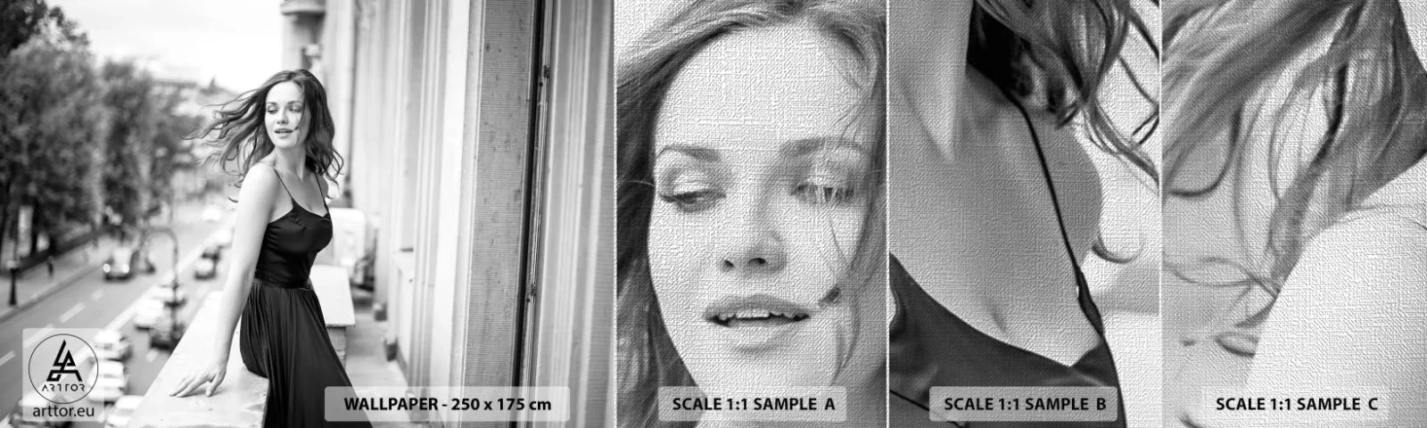 Fototapeten Muster Premium Canvas - Bestimmt ein Pariser - Frau, Stadt, Die Architektur - 100x30 cm