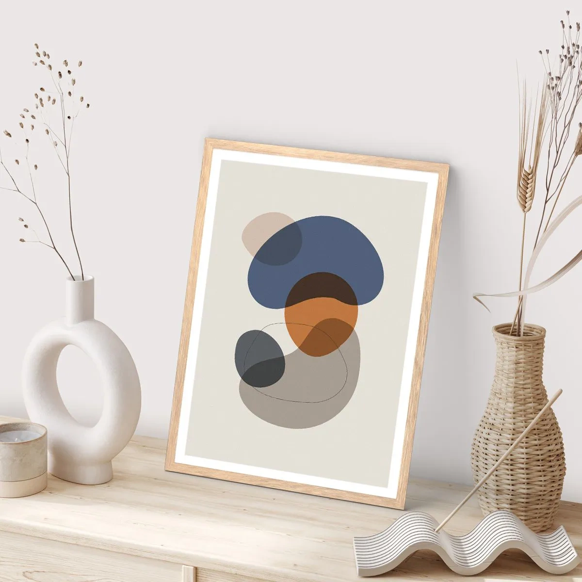 Poster in einem Rahmen aus heller Eiche - Farbtropfen - 50x70 cm