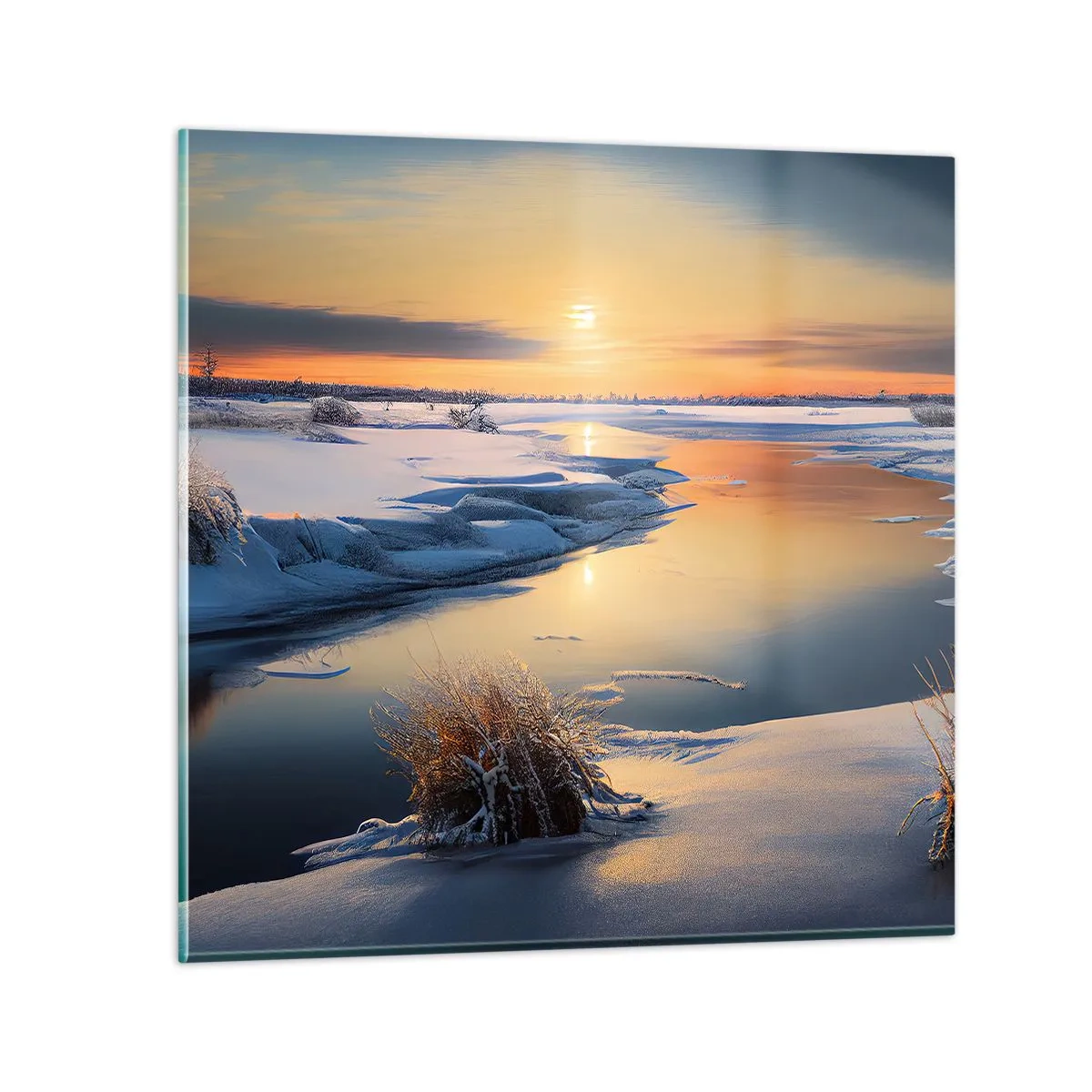Glasbild - Bild auf glas - Wintersonnenuntergang - 50x50 cm