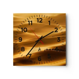 Wanduhr - Glasuhr - Wohnwagen in den Wüstenwellen - 40x40 cm