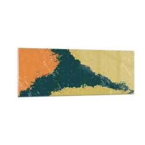 Glasbild - Bild auf glas - Abstrakte Flecken in erdigen und grünen Farben - 140x50cm - Abstraktion – langsame Bewegung - Moderne Wanddekoration für Wohnzimmer und Schlafzimmer ARTTOR