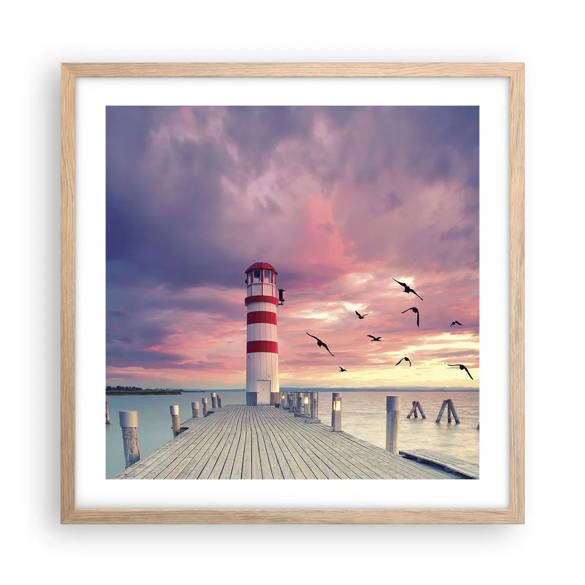 Poster in einem Rahmen aus heller Eiche - Es ist Zeit zum Hafen zu gehen - 50x50 cm