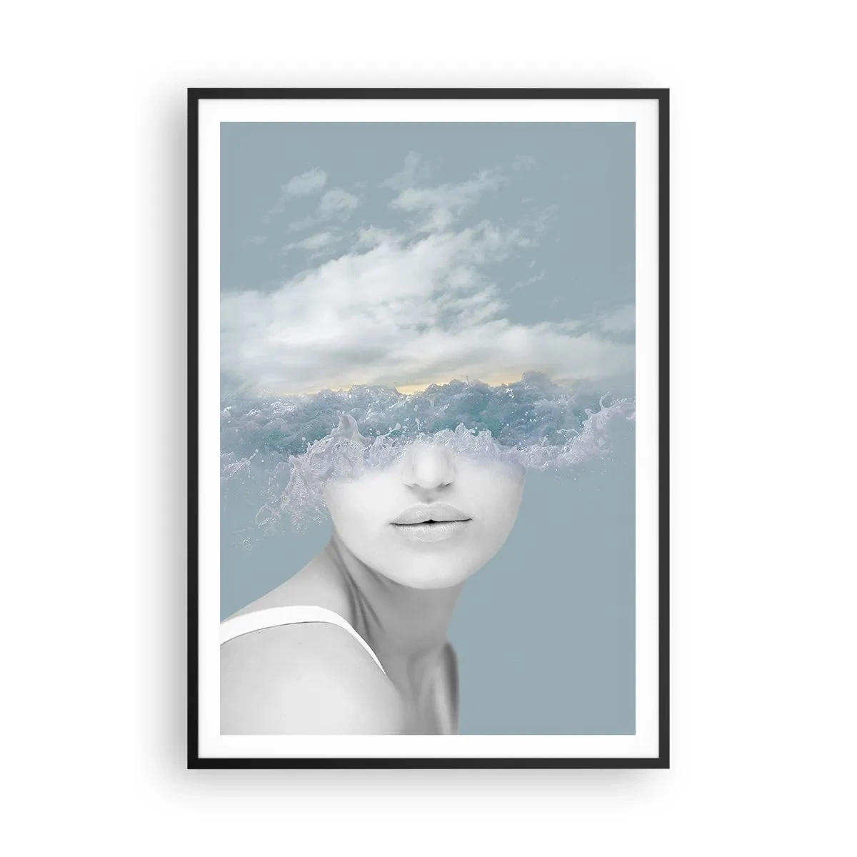 Poster in einem schwarzem Rahmen - Mit dem Kopf in den Wolken - 70x100 cm