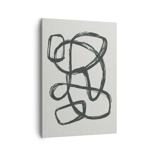 Bild auf Leinwand - Leinwandbild - Abstrakte Linien erzeugen Freiformformen auf hellem Hintergrund - 50x70cm - Schleifenabstraktion - Moderne Wanddekoration für Wohnzimmer und Schlafzimmer ARTTOR