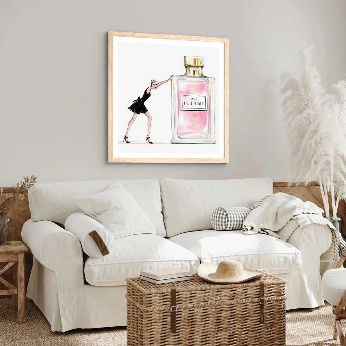 Poster in einem Rahmen aus heller Eiche - Essenz der Weiblichkeit - 40x40 cm