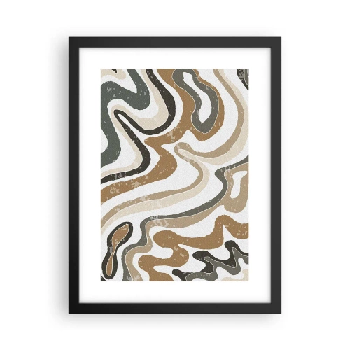 Poster in einem schwarzem Rahmen - Mäander in Erdfarben - 30x40 cm