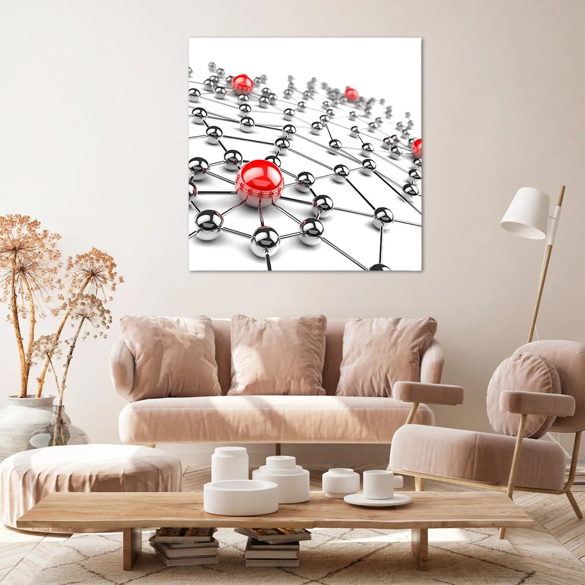 Bild auf Leinwand - Leinwandbild - Silbriges Netz - 70x70 cm