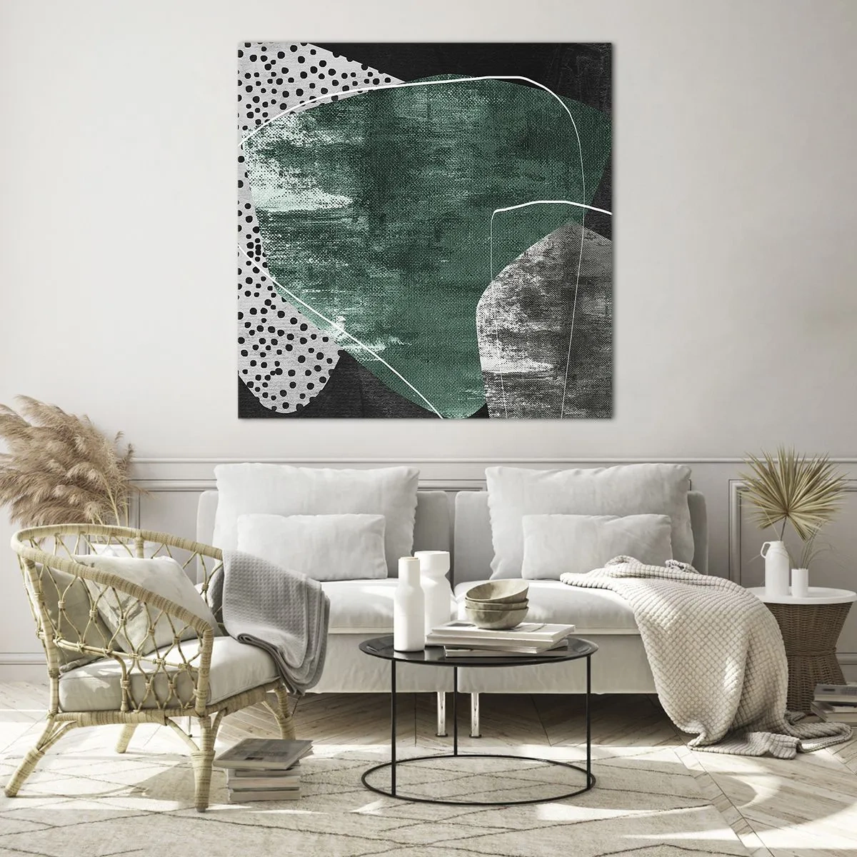 Glasbild - Bild auf glas - Bunte Abstraktion mit Blattgold - 40x40 cm