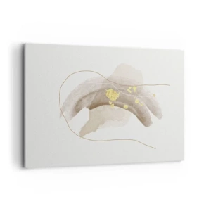 Bild auf Leinwand - Leinwandbild - Eine abstrakte Komposition in Beige- und Goldtönen. - 100x70cm - Im Weltraum begegnet - Moderne Wanddekoration für Wohnzimmer und Schlafzimmer ARTTOR