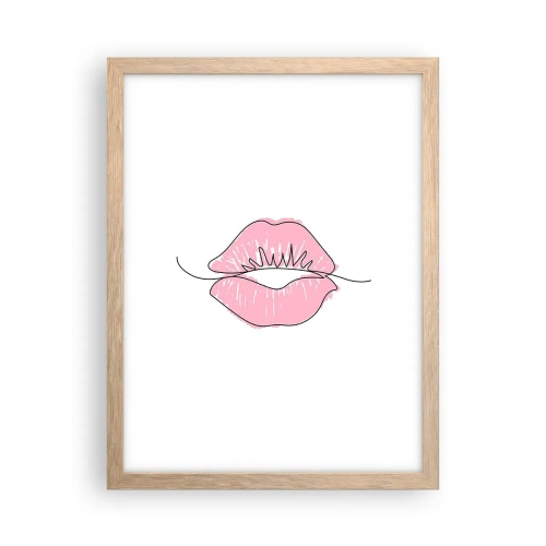 Poster in einem Rahmen aus heller Eiche - Bereit zum Küssen? - 30x40 cm