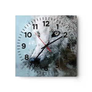 Wanduhr - Glasuhr - Lerne die Wolfsseele kennen - 40x40 cm