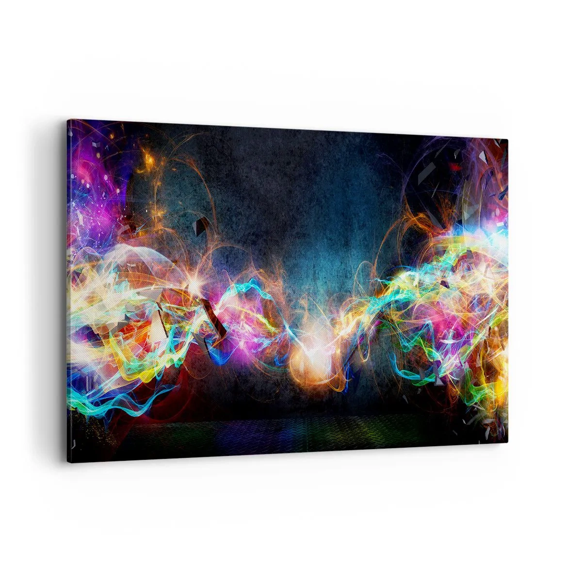 Bild auf Leinwand - Leinwandbild - Bunte Lichtblitze in einer abstrakten Komposition - 100x70cm - Freudig gegen die Dunkelheit - Moderne Wanddekoration für Wohnzimmer und Schlafzimmer ARTTOR