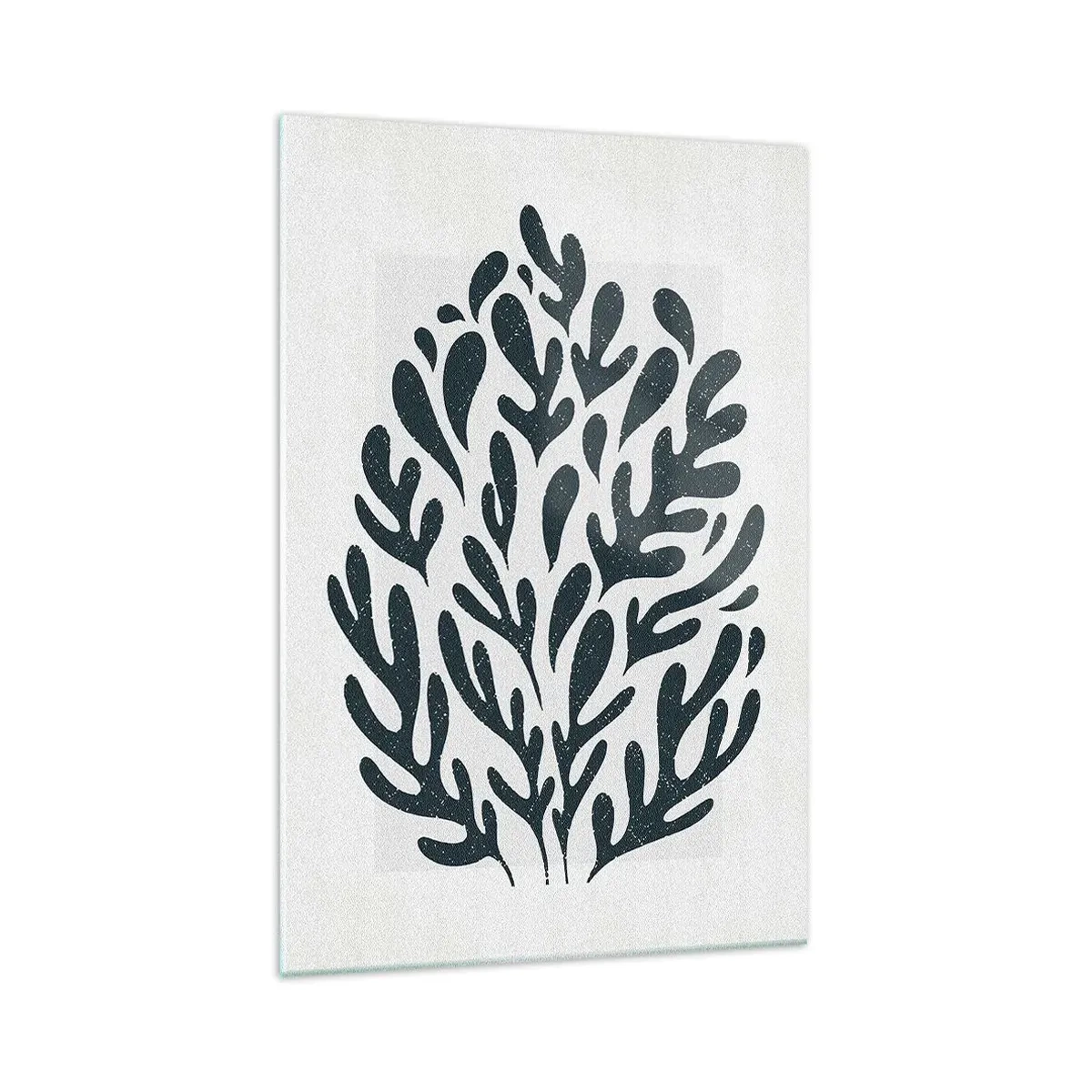 Glasbild - Bild auf glas - Dunkles abstraktes Blattmotiv auf hellem Hintergrund - 70x100cm - Formen der Natur - Moderne Wanddekoration für Wohnzimmer und Schlafzimmer ARTTOR