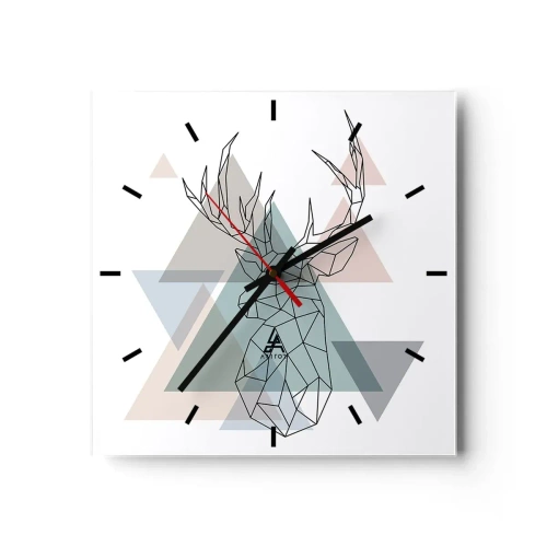 Wanduhr - Glasuhr - In einem geometrischen Wald - 40x40 cm
