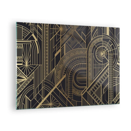 Glasbild - Bild auf glas - Geometrisches Art-Deco-Muster in Gold und Schwarz - 70x50cm - Konzepte, Ideen, Pläne - Moderne Wanddekoration für Wohnzimmer und Schlafzimmer ARTTOR