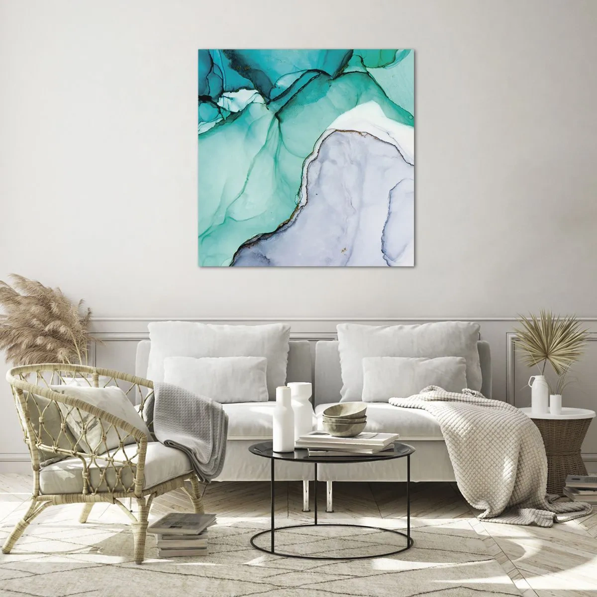 Glasbild - Bild auf glas - Eine Studie in Türkis - 60x60 cm