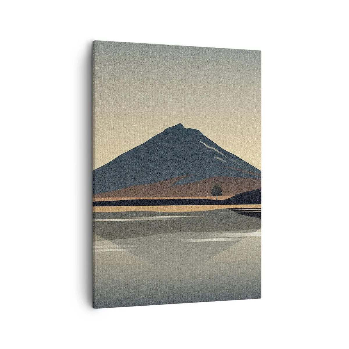 Bild auf Leinwand - Leinwandbild - Minimalistische Berglandschaft mit Spiegelung im Wasser - 50x70cm - Spiegelreflexion - Moderne Wanddekoration für Wohnzimmer und Schlafzimmer ARTTOR