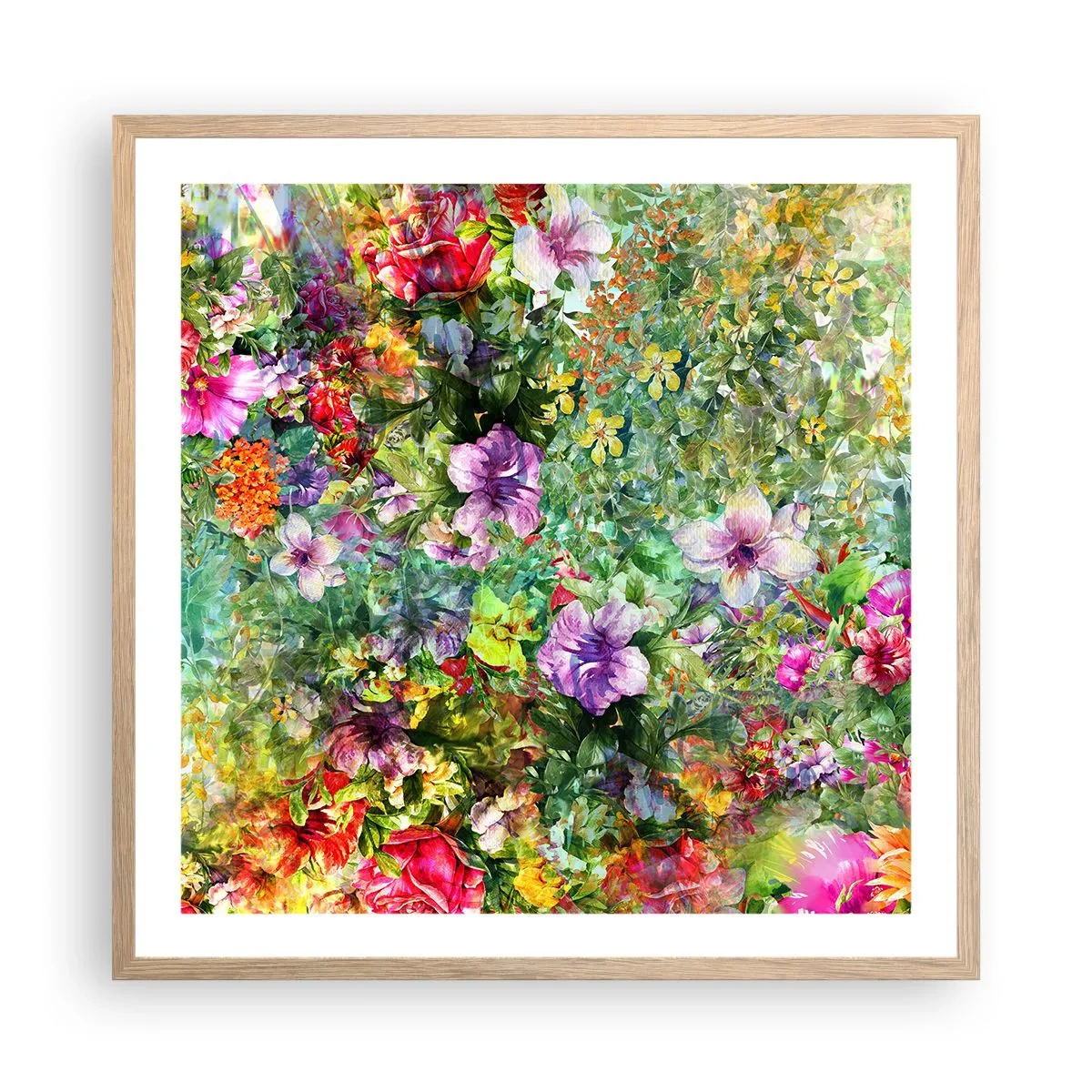 Poster in einem Rahmen aus heller Eiche - In Blumen für das Verderben - 60x60 cm
