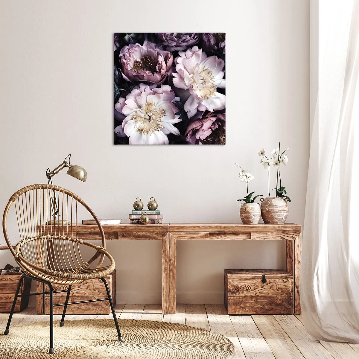 Bild auf Leinwand - Leinwandbild - Blumenstrauß im alten Stil - 70x70 cm