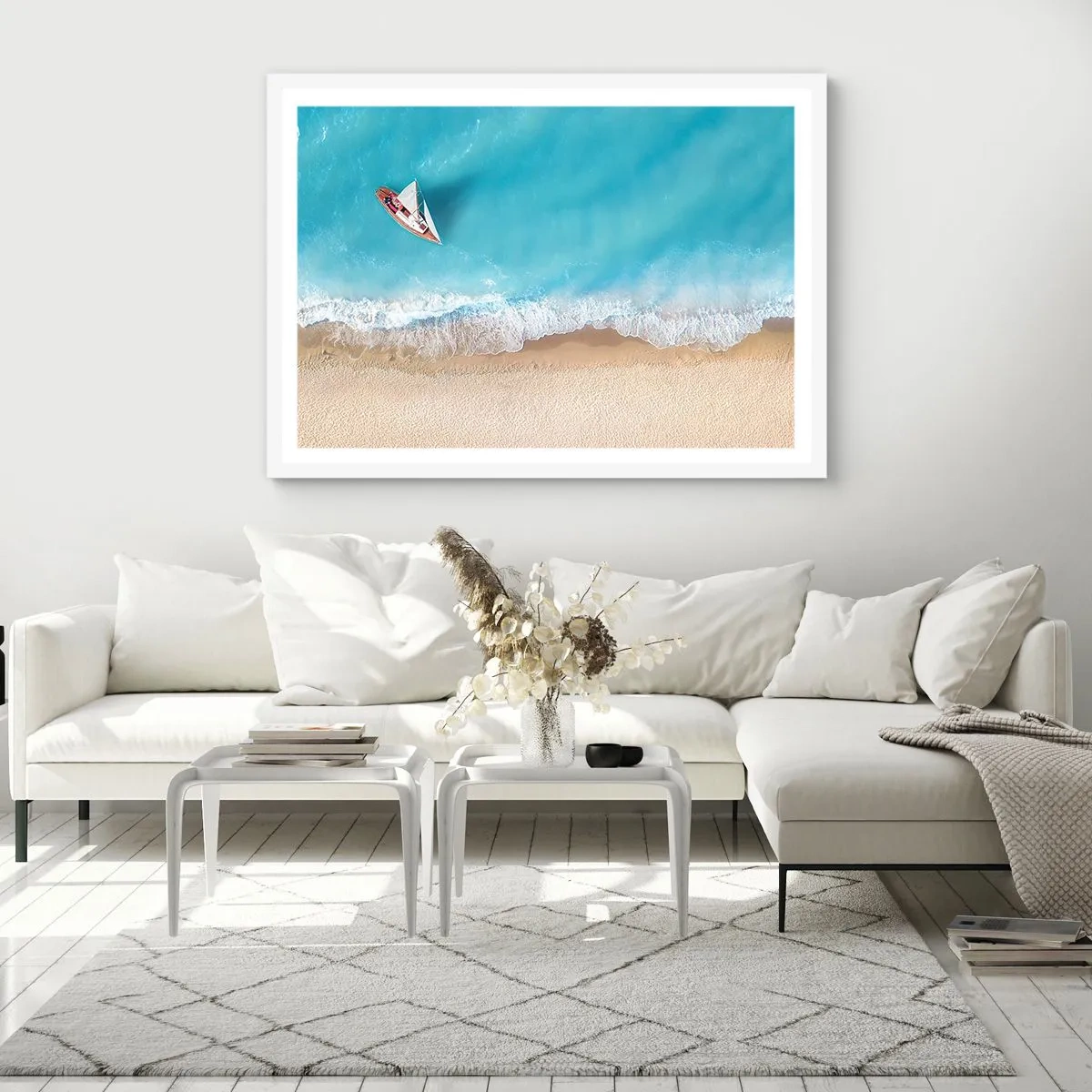 Poster in einem weißen Rahmen - An der Grenze von Blau und Gold - 40x30 cm