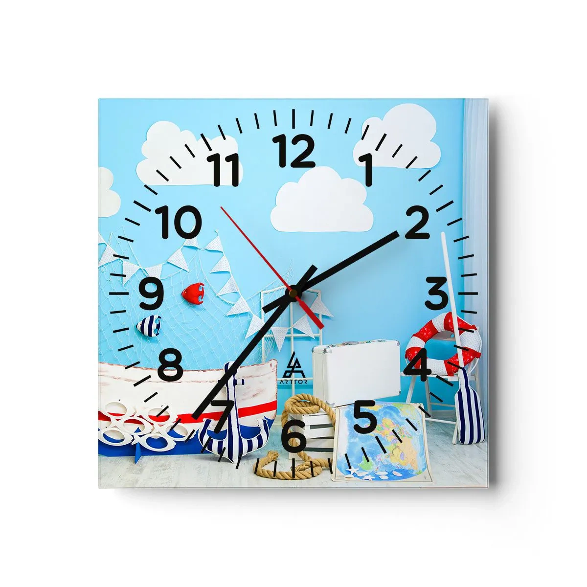 Wanduhr - Glasuhr - Die Sehnsucht eines Kindes nach Abenteuer - 30x30 cm