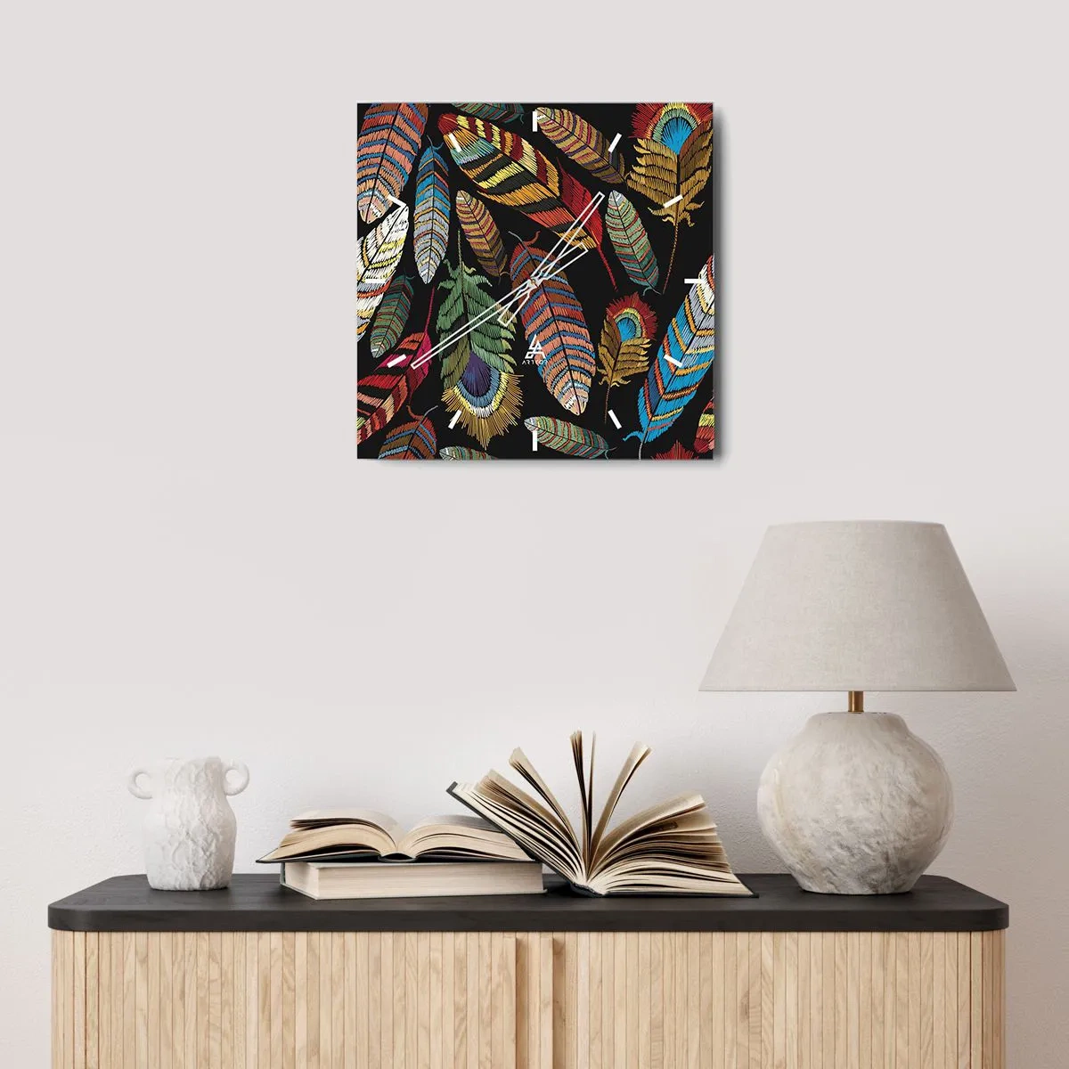 Wanduhr - Glasuhr - Der Vogelkarneval - 30x30 cm