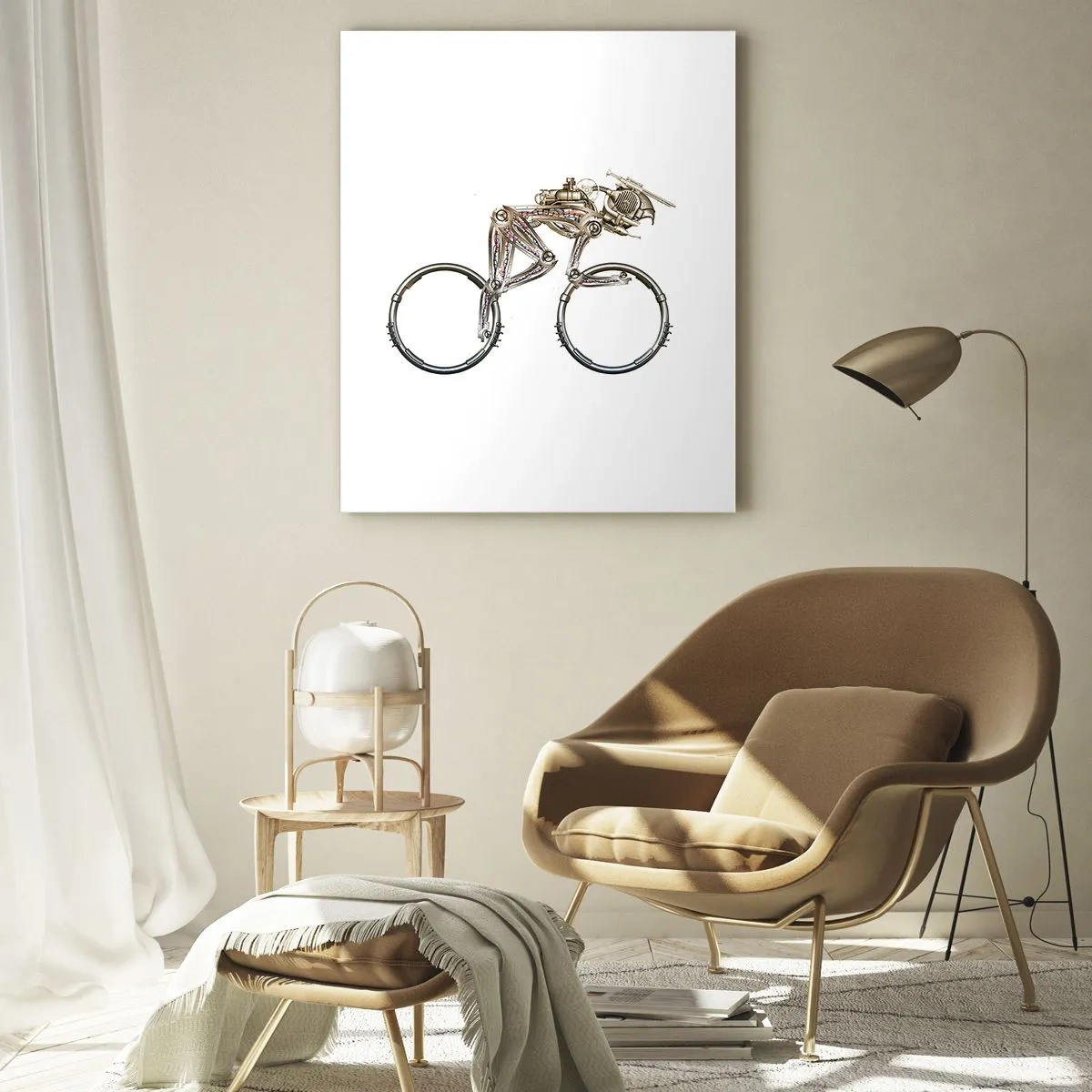 Glasbild - Bild auf glas - Ein mechanisches Fahrrad mit futuristischem Design - 70x100cm - Eine tolle Maschine - Moderne Wanddekoration für Wohnzimmer und Schlafzimmer ARTTOR