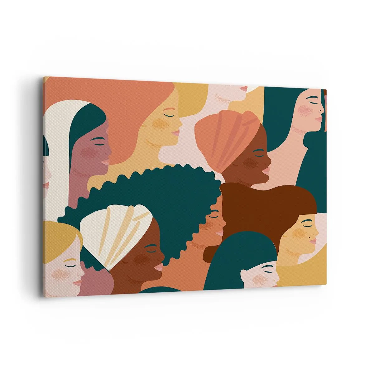 Bild auf Leinwand - Leinwandbild - Farbenfrohe Frauenprofile in verschiedenen Stilen - 100x70cm - Nur Weiblichkeit - Moderne Wanddekoration für Wohnzimmer und Schlafzimmer ARTTOR