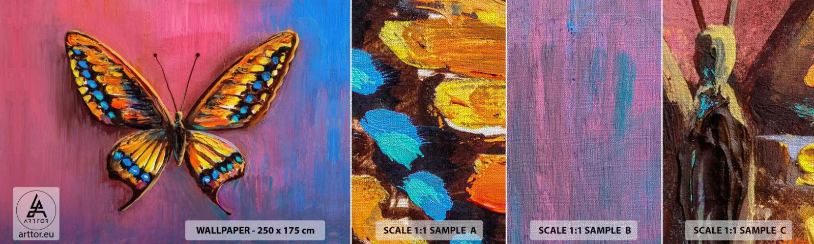 Fototapeten Muster Premium Canvas - Ein Juwel der Natur - Schmetterling, Stück, Malerei - 100x30 cm