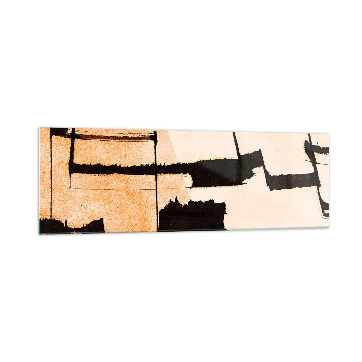 Glasbild - Bild auf glas - Geometrische Muster in Braun- und Beigetönen - 160x50cm - Also doch Ordnung - Moderne Wanddekoration für Wohnzimmer und Schlafzimmer ARTTOR