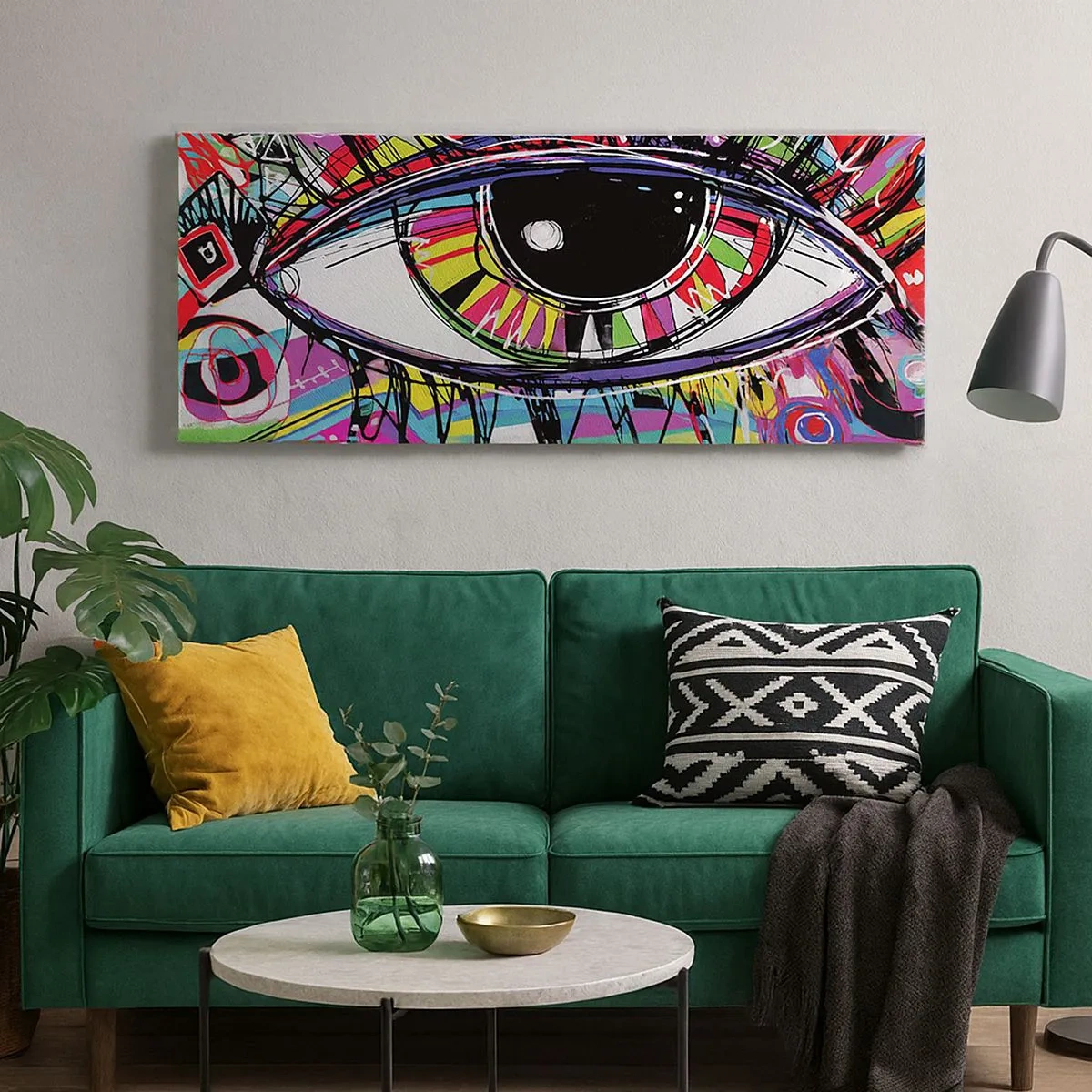 Bild auf Leinwand - Leinwandbild - Buntes Auge - bunte Seele - 100x40 cm