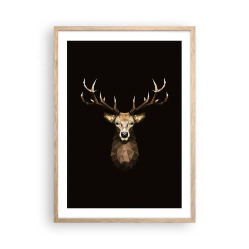 Poster in einem Rahmen aus heller Eiche - Kubistischer Hirsch - 50x70 cm