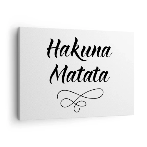 Bild auf Leinwand - Leinwandbild - Hakuna Matata-Zitat in eleganter Schriftart auf weißem Hintergrund - 70x50cm - Bester Ratschlag - Moderne Wanddekoration für Wohnzimmer und Schlafzimmer ARTTOR