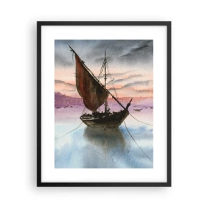 Poster in einem schwarzem Rahmen - Abend am Hafen - 40x50 cm
