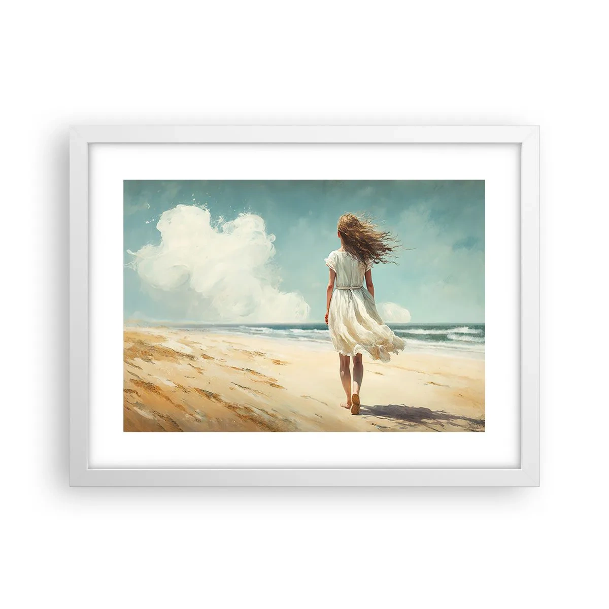 Poster in einem weißen Rahmen - Der Sonne und dem Wind begegnen - 40x30 cm